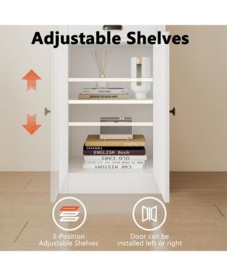 3-Shelf Bookcase with Cabinet, 71" Tall Storage Bookshelf with Open Shelves and Door Organizer, Modern White Book Shelf