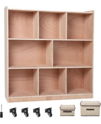 Sturdy 8-Section Classroom Cubby for Toy, Smooth Glaze Cubby for Kids, 8 Cubbies, with 2 Storage Boxes