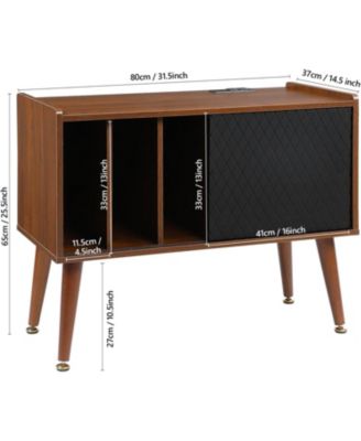 Large Record Player Stand with Charging Station, Vinyl Record Storage Cabinet with Sliding Door for Living Room Bedroom