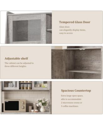 66" Kitchen Pantry Cabinet with Microwave Shelf