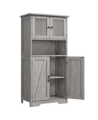 Storage Cabinets, 54 Inch Tall Hutch Bar Cabinet with Glass Doors and Adjustable Shelves