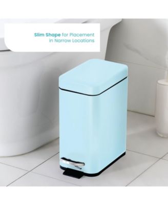 1.3 Gallon Slim Stainless Steel Trash Can with Step on Pedal and Soft Close Lid