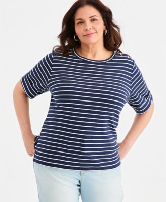 Plus Size Cuffed Elbow-Sleeve Top