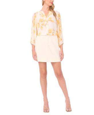 Women's V-Neck Pleated-Sleeve Blouse