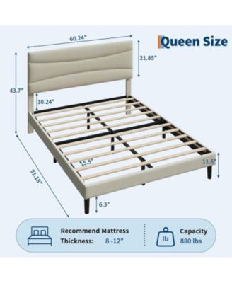 Queen Upholstered Bed Frame with Headboard, Platform Bed with Wood Slats Support, No Box Spring Needed, Velvet