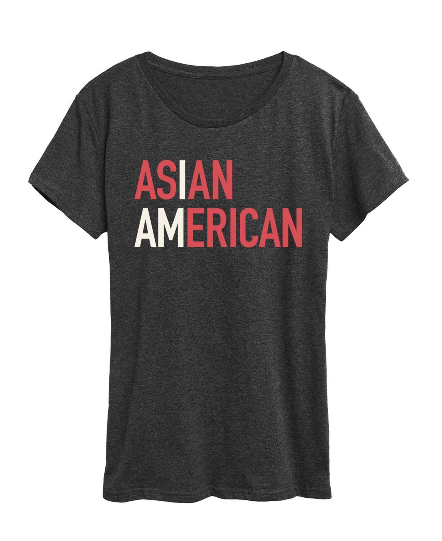 Женская футболка Hybrid Apparel Plus Size Instant Message Am Asian American Graphic, цвет: Меланжевый угольный — фото 2