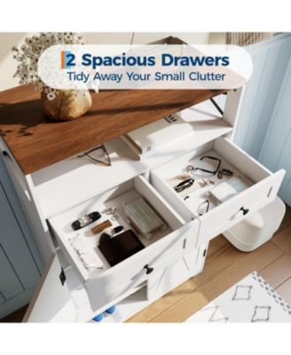 Shoe Storage Cabinet with Doors and Drawers, Freestanding Narrow Shoe Rack with Adjustable Shelves, Modern Farmhouse Entryway Storage Organizer