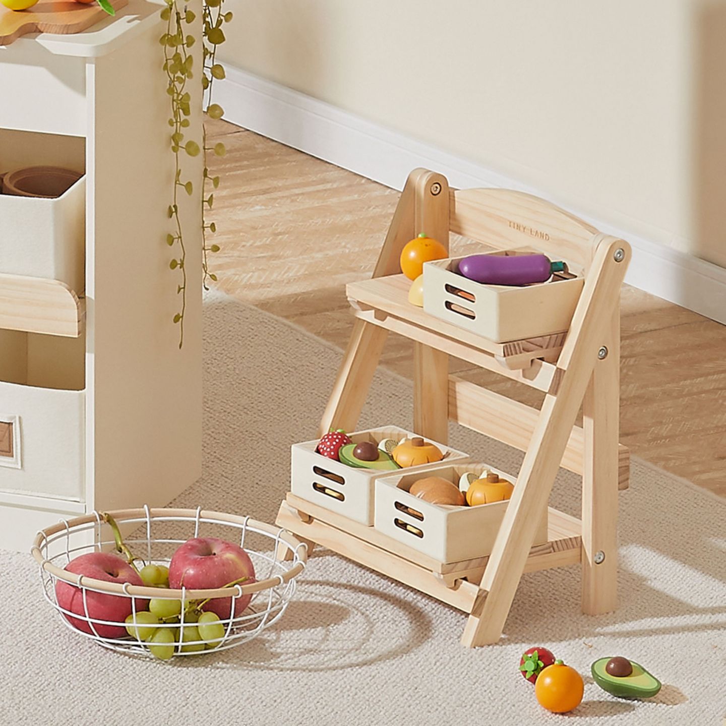 Детская игрушка Tiny Land 2-Tier Wooden Storage Rack, Ages 3+ — фото 5