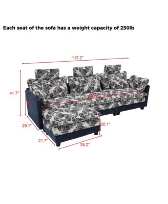 4-Piece L-Shaped Sectional Sofa with Ottoman, High Headrest Design