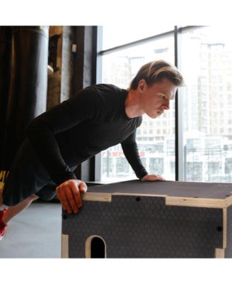 24" x 20" x 16" Wooden Plyo Box Non-Slip Jump Platform, Gray