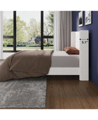 Twin Velvet Bed Frame with Wingback Headboard, Upholstered Platform Bed with Wood Slats, No Box Spring Needed