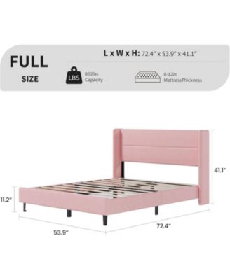 Twin Upholstered Platform Bed Frame with Wingback Headboard, Wood Slats Support, No Box Spring Needed