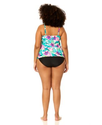 Plus Size Underwire Aries Floral Print Swim Tankini Top