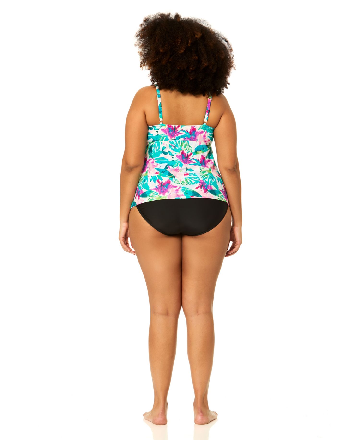 Plus Size Underwire Aries Floral Print Swim Tankini Top and Bottoms