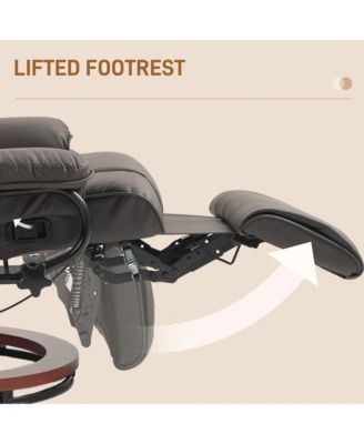 Manual Swivel Recliner Chair with PU Leather and Footrest