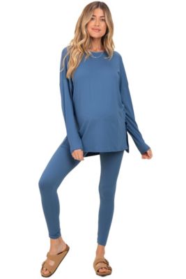 Women's Light Mocha Brushed Knit Oversized Top and Legging Set