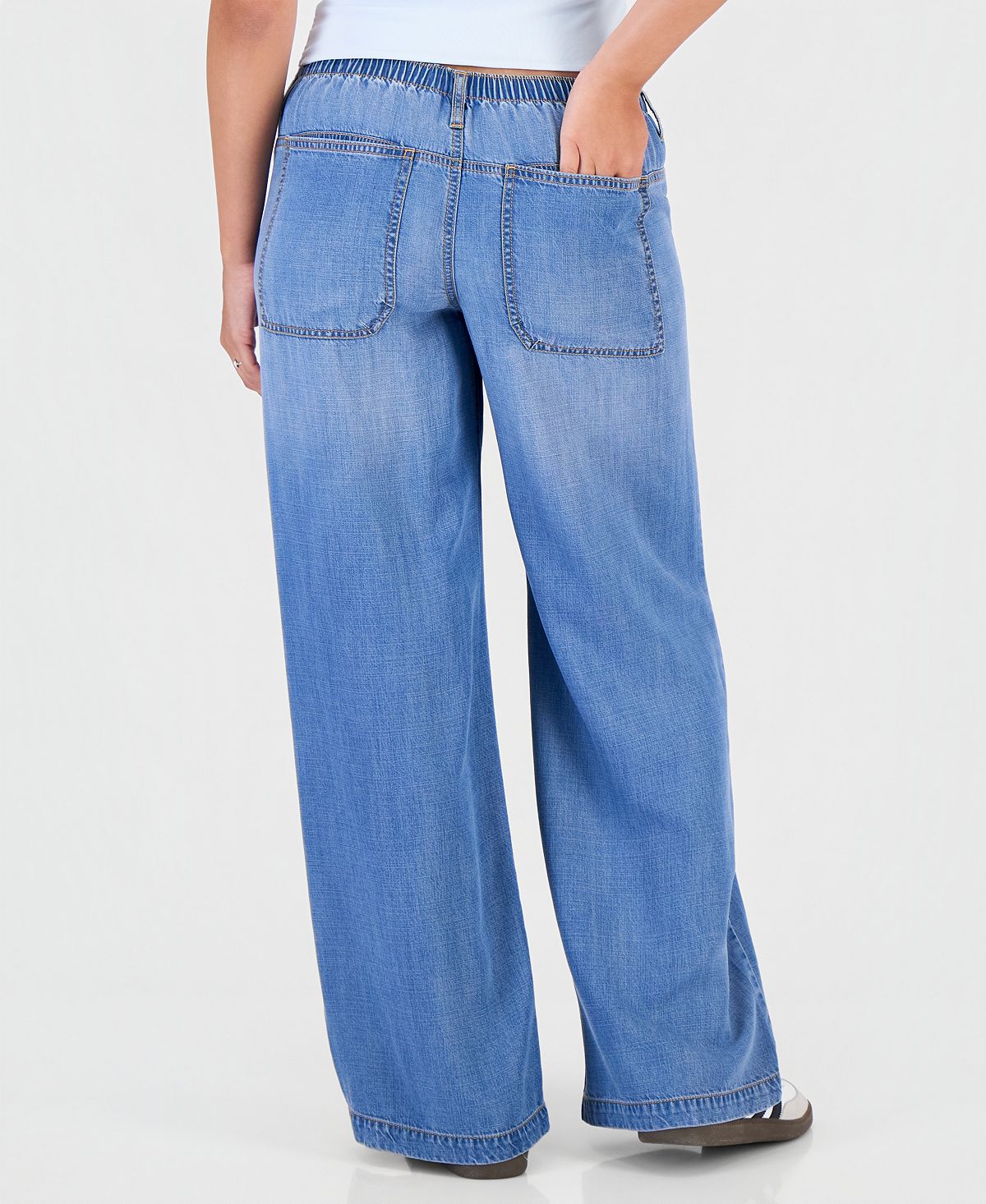 Celebrity Pink Juniors' Light-Weight Wide-Leg Drawstring Jeans view 7 — MAYCSS fashion products