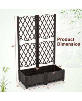 2PCS Raised Garden Bed w/Trellis Planter Box for Climbing Plants 32'' x 16'' x 48''