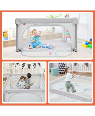 Toddler Playpen Large Safety Play Center Yard w/ 50 Ocean Balls Grey