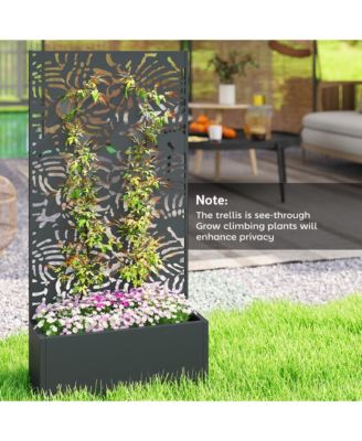 Metal Planter Box with Trellis, 71" Tall Privacy Planter