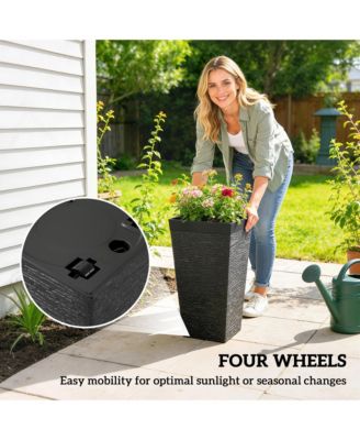 22.8 Inch Tall Planters, Set of 3 Plastic Flower Pots,