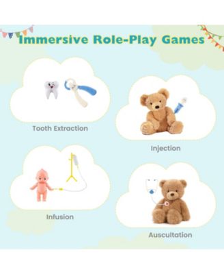 Kids Doctor Play Set with Adjustable Height Bar for Interactive Pretend Play