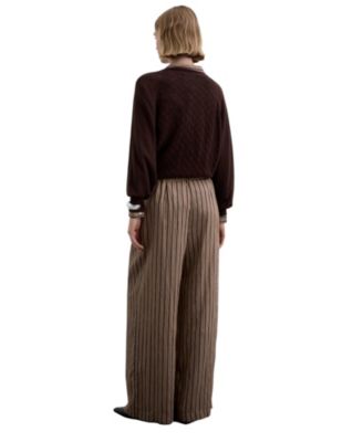 Women's Striped Pleated Trousers