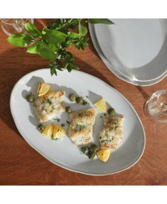 Sandy Pines  3 Piece Oval Platter Set, 15.7”, 13.75” & 12” Stoneware Serving Platters, Reactive Glaze, Microwave & Dishwasher Safe