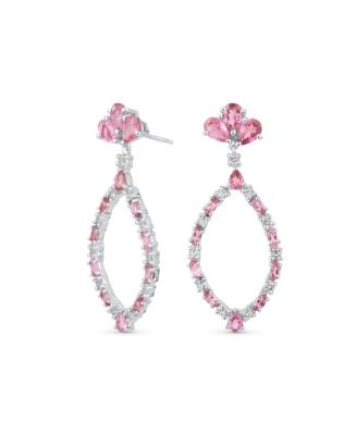 Open Teardrop Leaf Tanzanite Zircon Chandelier Earrings