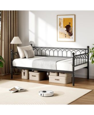 Twin Metal Daybed Sofa Bed Frame with Steel Slat Support, Heavy-Duty, Space-Saving Design for Living Room or Apartment