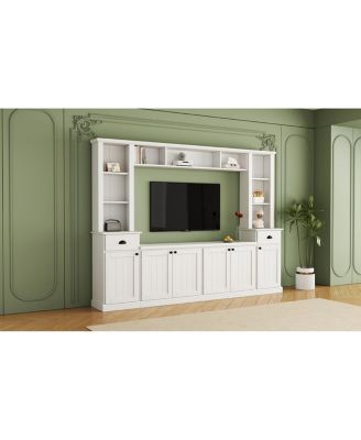 Minimalist Entertainment Wall Unit Set with Bridge for TVs Up to 75
