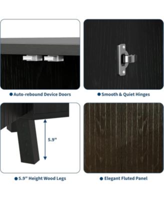 industrial 3 tier wooden corner cabinet with adjustable shelves and doors—freestanding triangle design for space saving living room storage.