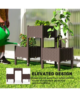 Plastic Raised Garden Bed with Legs, Self Watering Planter Boxes