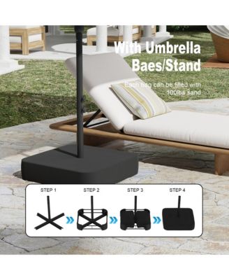 Large Double Sided Umbrella Outdoor Patio Umbrella with Base and Sand Bag