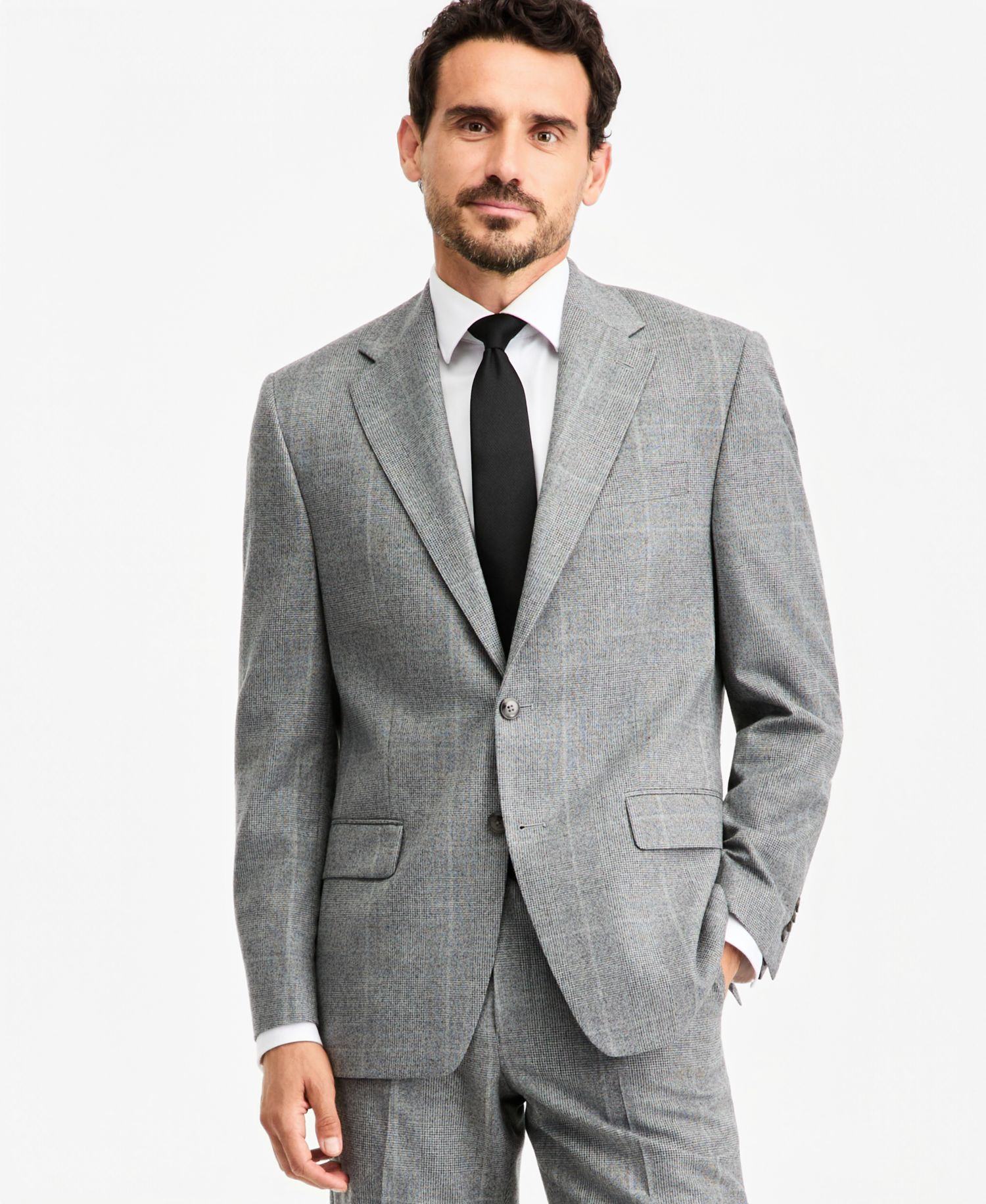 Men's Classic-Fit Wool-Blend Stretch Plaid Suit Separate Pants