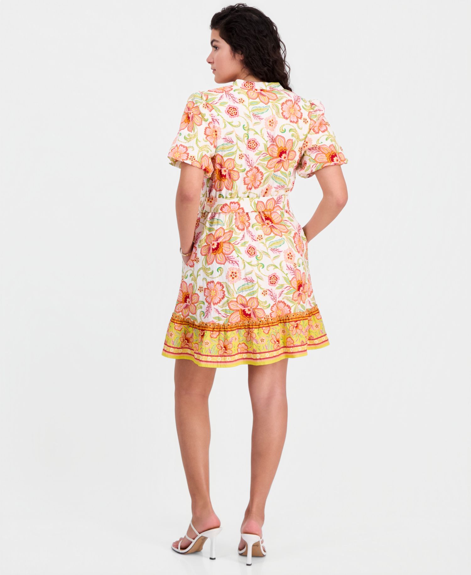 Women's Sun-Kissed Puff-Sleeve Shirt-Dress