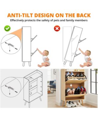 Narrow Odor-Resistant MDF Shoe Cabinet with Flip Drawers