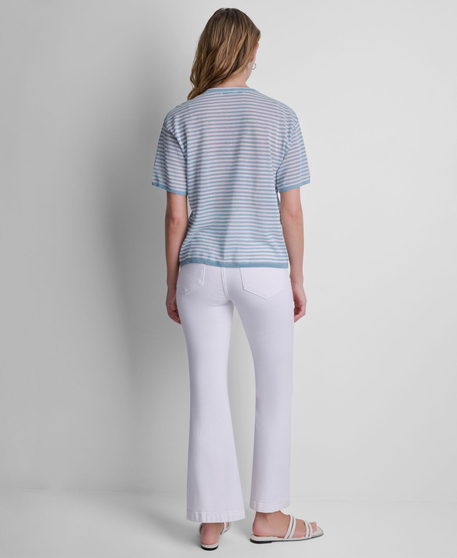 Women's Short-Sleeve Striped Sweater