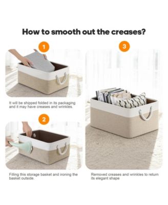 Fabric Storage Bins with Rope Handles Set of 4