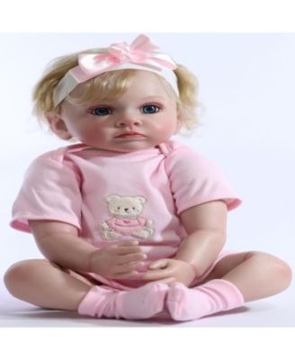 22 inch reborn baby doll with blond curly hair outfit/hairband