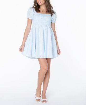 Juniors' Cotton Eyelet Babydoll Dress