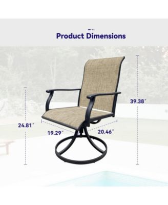 2-Piece Outdoor Swivel Dining Chairs, 360° Rotating with Ergonomic Armrests, Textilene All-Weather Patio Chairs