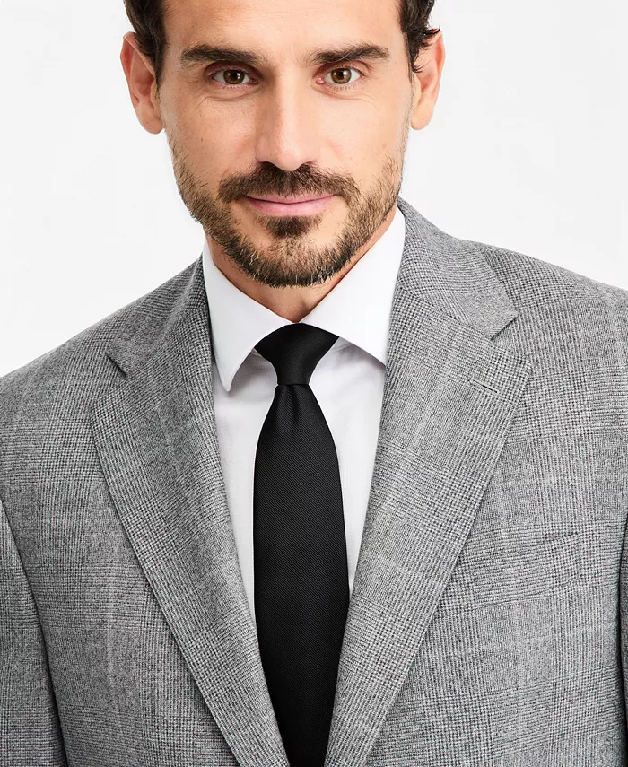 Men's Classic-Fit Wool-Blend Stretch Plaid Suit Separate Jacket - thumbnail 8