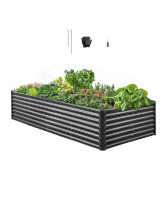 8x4x2 ft Galvanized Metal Raised Garden Bed Dark Grey
