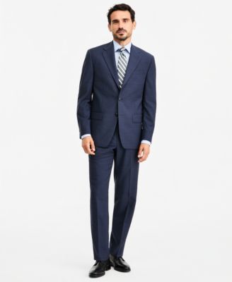 Men's Classic-Fit Wool-Blend Stretch Plaid Suit Separates