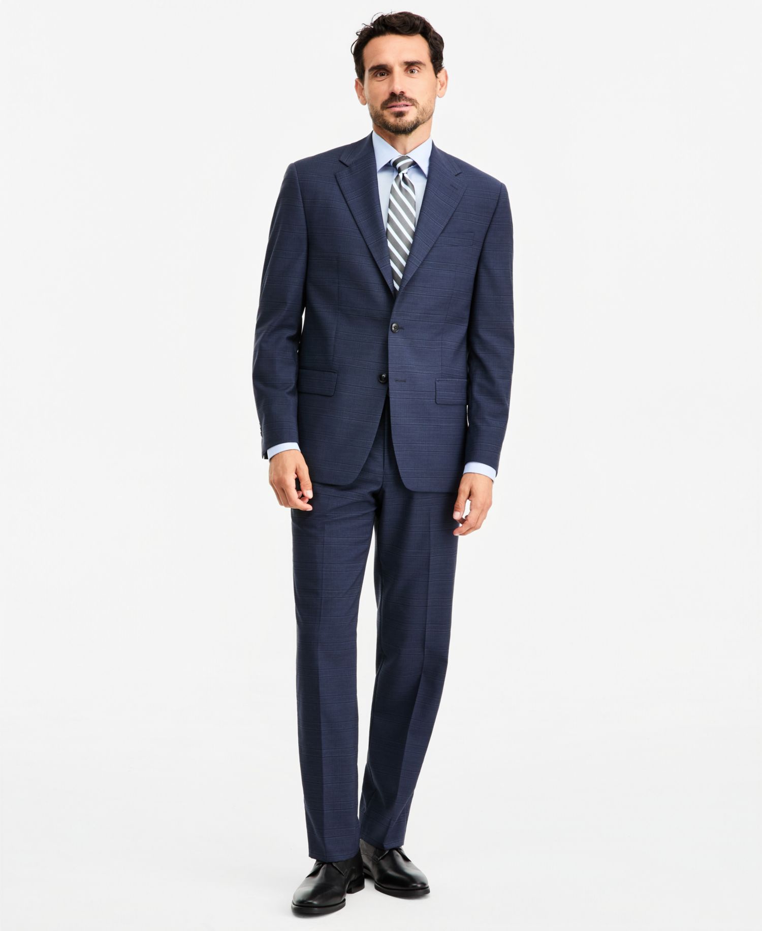 Men's Classic-Fit Wool-Blend Stretch Plaid Suit Separate Pants