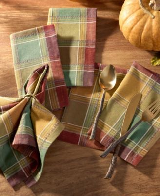 Autumn Acres Plaid Napkins, Set of 8