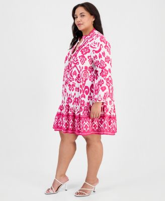 Plus Size Printed Button-Down Swim Cover-Up Dress
