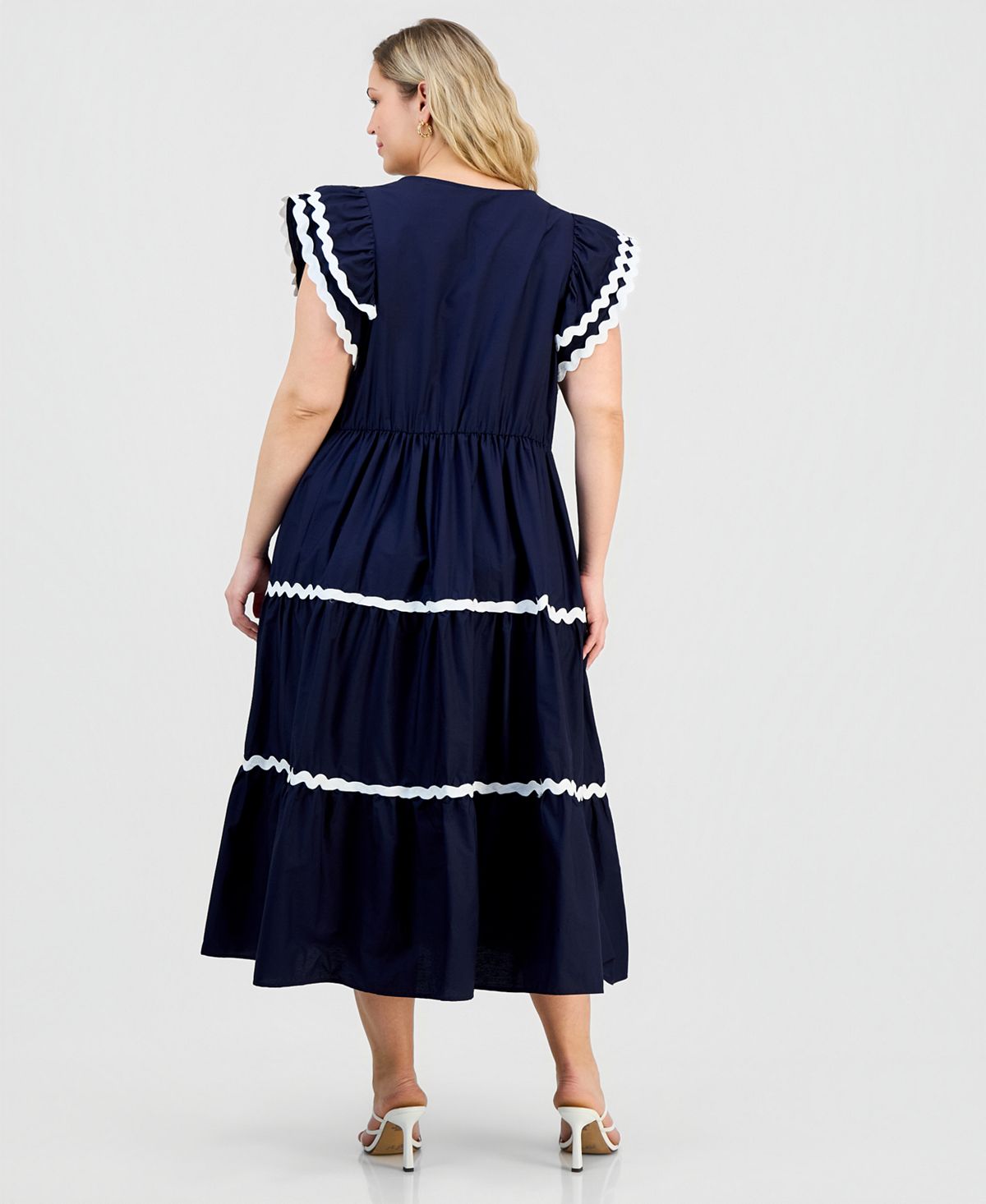 Robbie Bee Plus Size V-Neck Flutter-Sleeve Dress view 5 — MAYCSS fashion products
