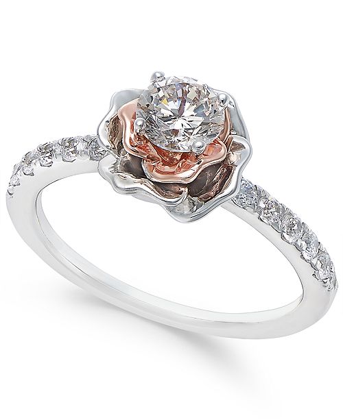 Macy S Diamond Bouquet Engagement Ring 3 4 Ct T W In 14k White And Rose Gold Reviews Rings Jewelry Watches Macy S